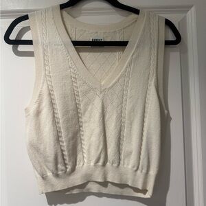 Aritzia Cream Cable Knit Sweater Vest